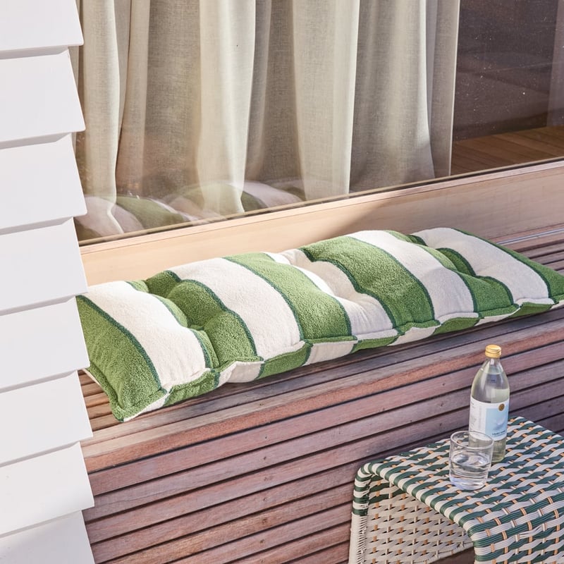 Lorne Green Outdoor Terry Bench Seat Cushion