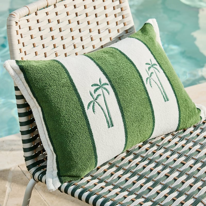 Lorne Green Palm Outdoor Terry Cushion