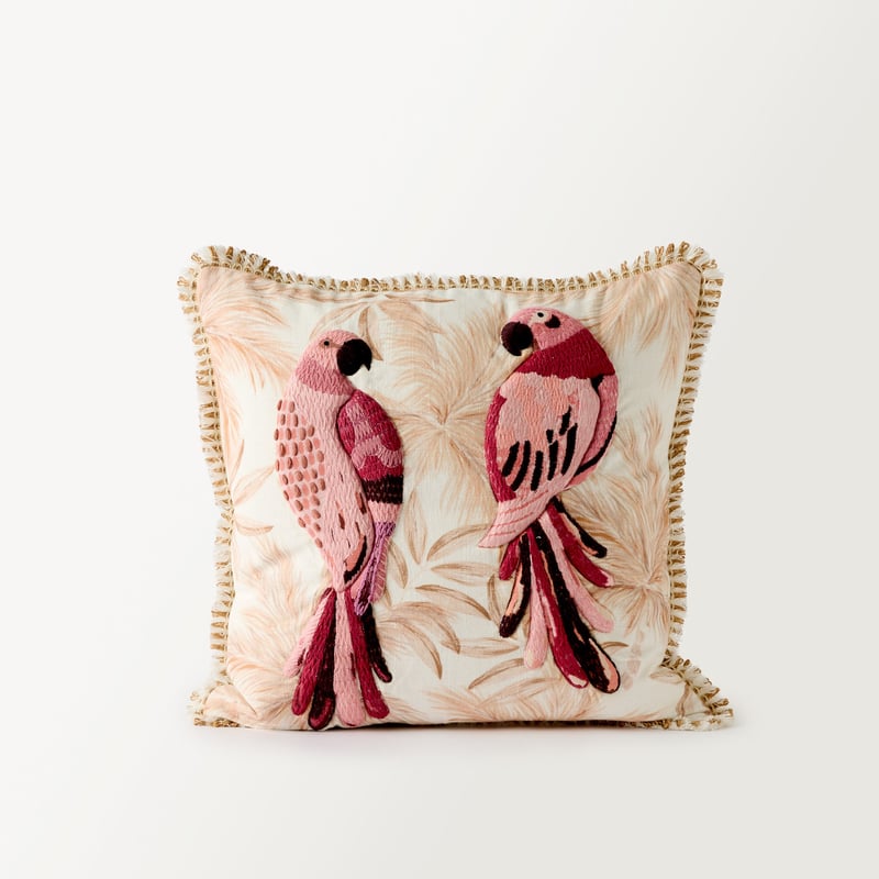Sunlit Parrot Pink Cushion