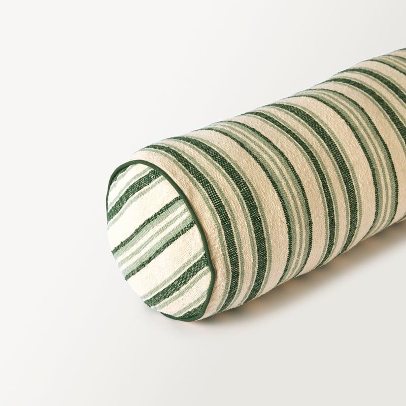 Marion Stripe Green Bolster Cushion