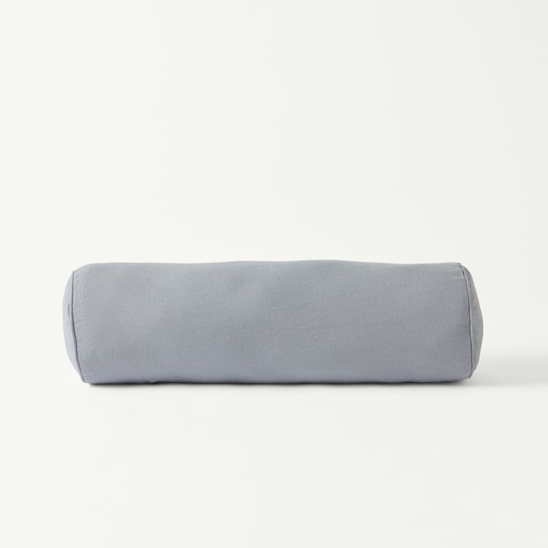 Belgian Vintage Washed Linen Light Denim Bolster Cushion