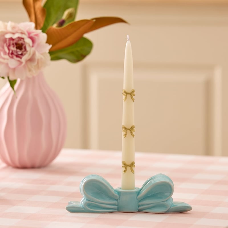 Blue Bow Candleholder