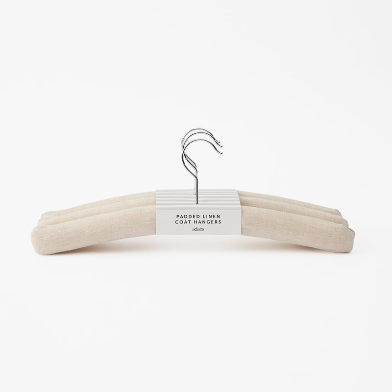 Padded Natural Linen Coat Hangers