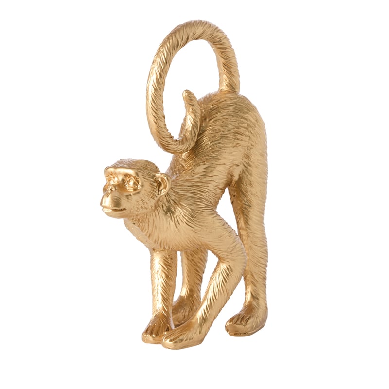 Gold Monkey Crouching Sculpture