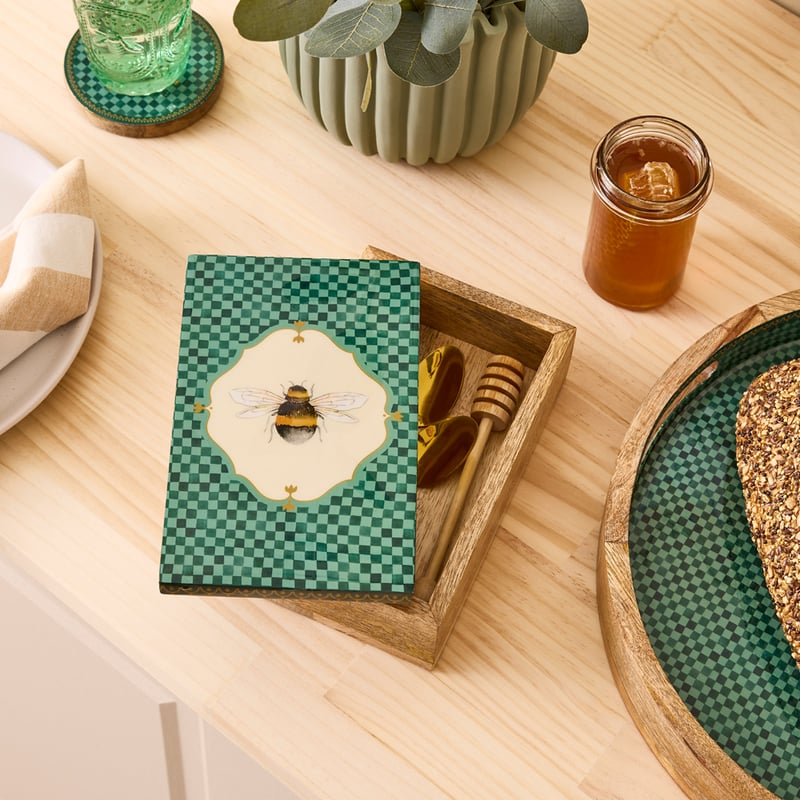 Bee Green Mango Wood Trinket Box