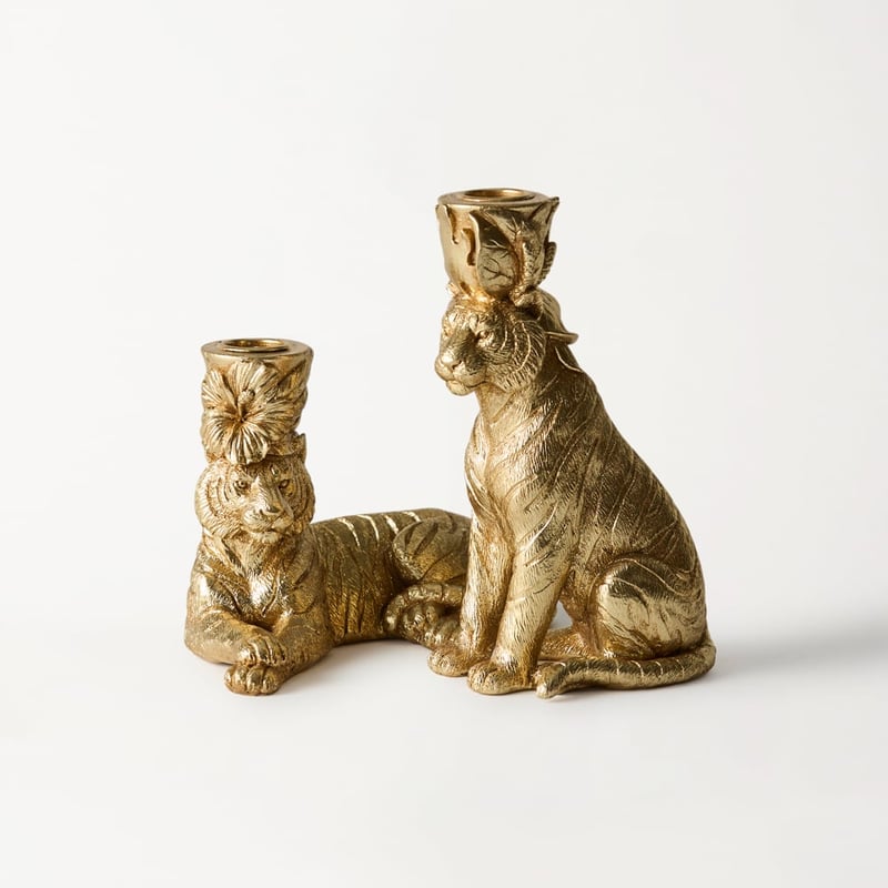 Sitting Gold Tiger Candle holder