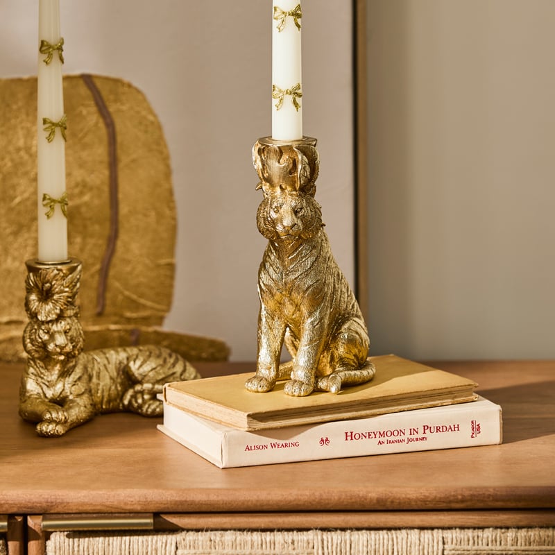 Sitting Gold Tiger Candle holder