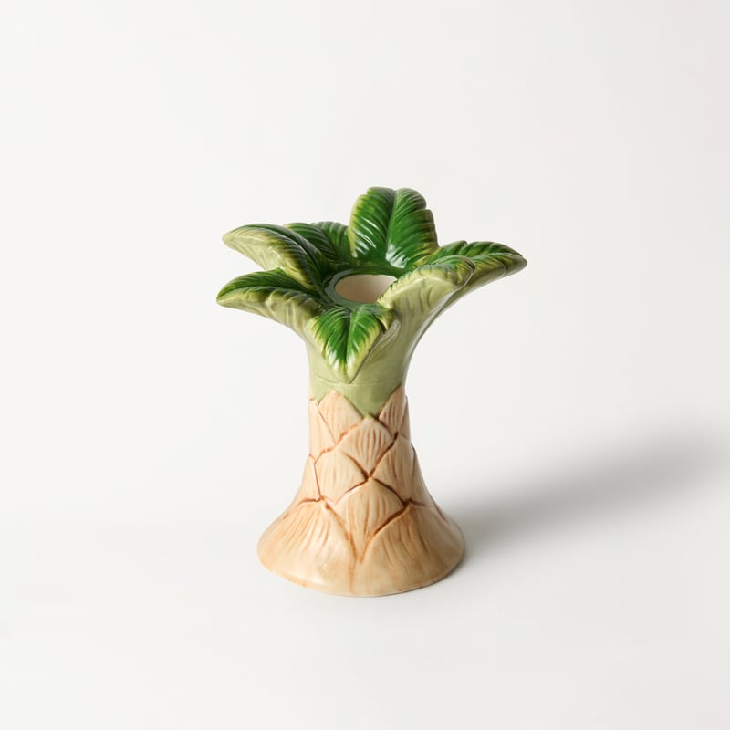 Palm Ceramic Multi Color Short Candleholders