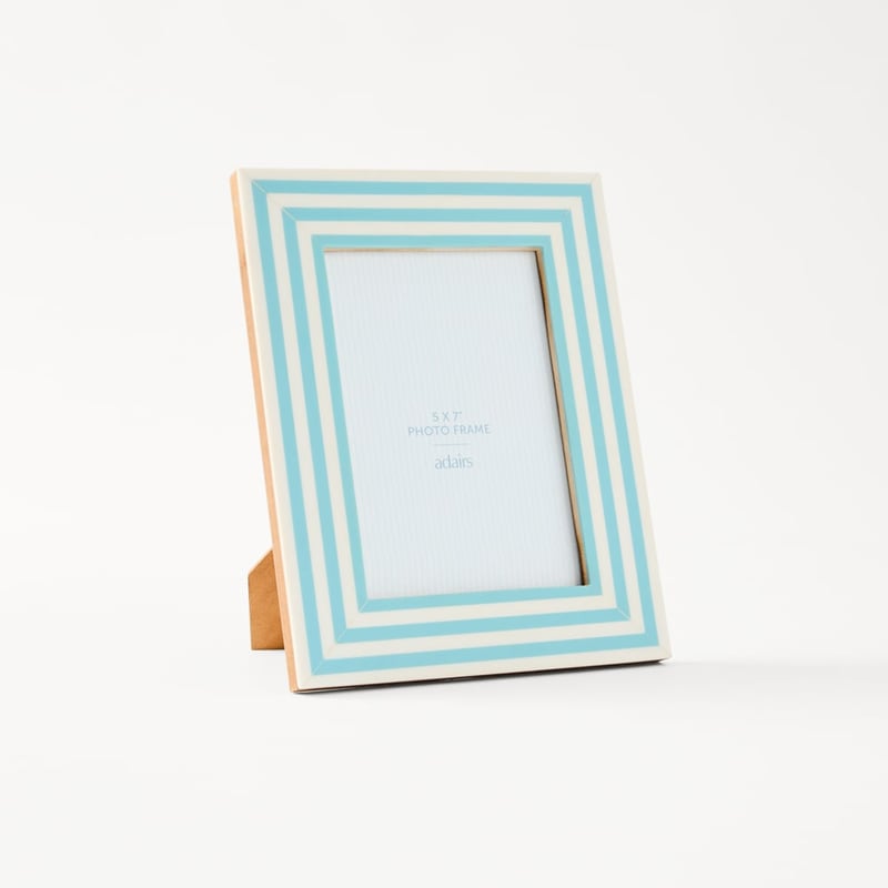 Capri Blue & White Stripe Photo Frame