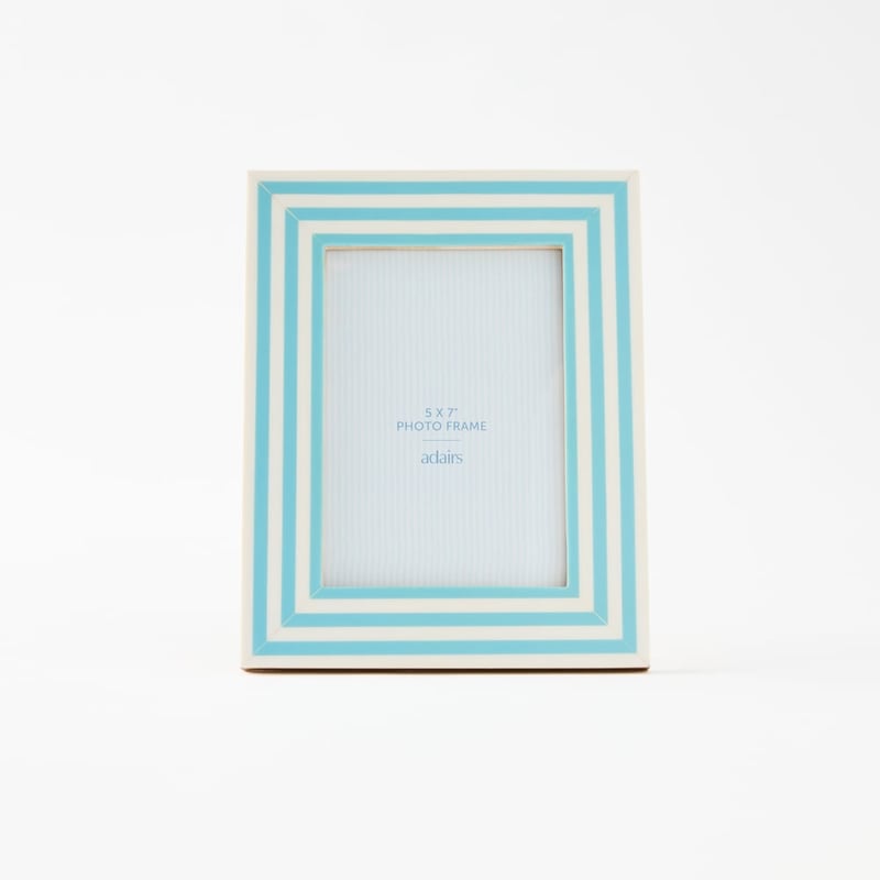 Capri Blue & White Stripe Photo Frame