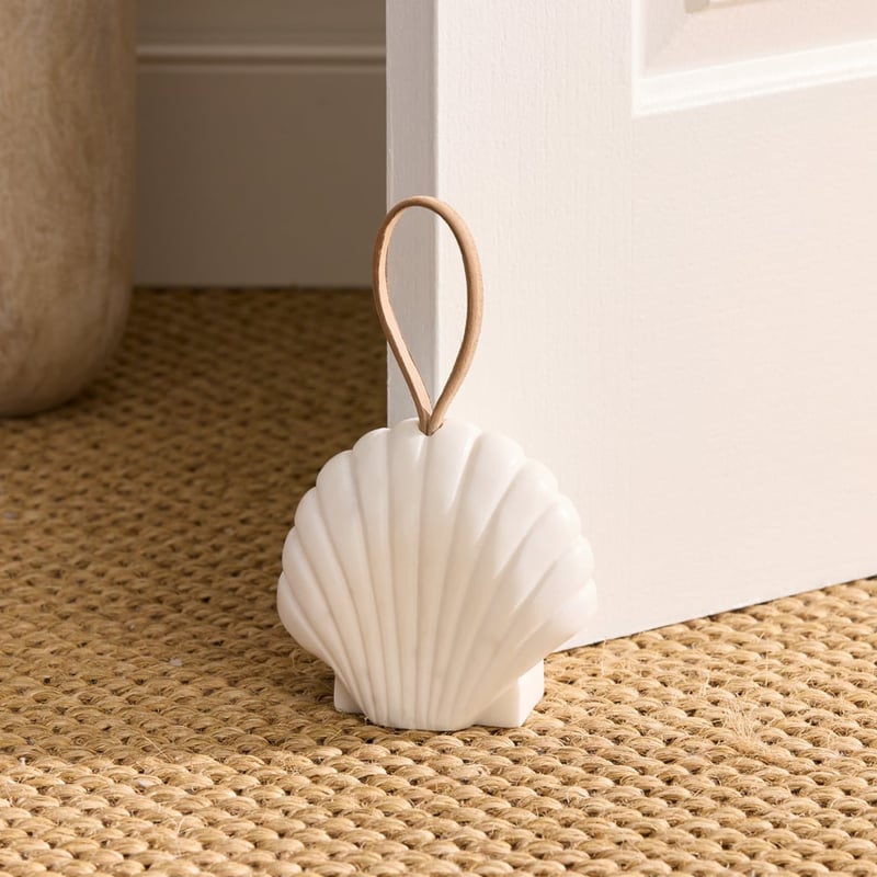 Clam White Marble Door Stop