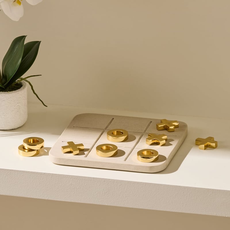 White & Gold Tic Tac Toe
