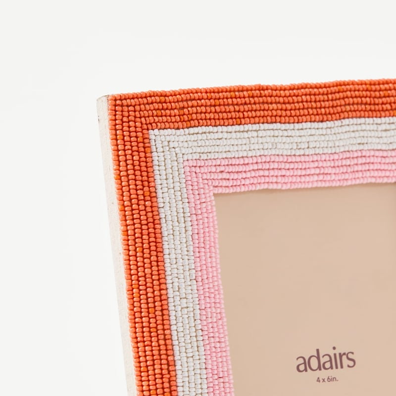 Amalfi Orange, Pink & White Beaded Portrait Frame