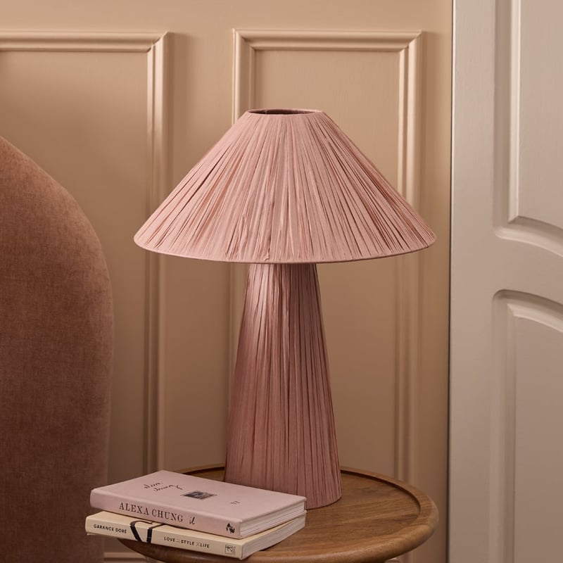 Paper Raffia Dusty Rose Table Light