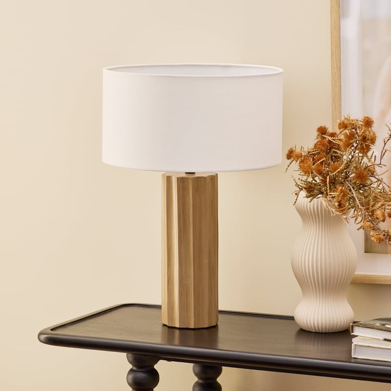 Alpine Natural & White Scallop Table Light