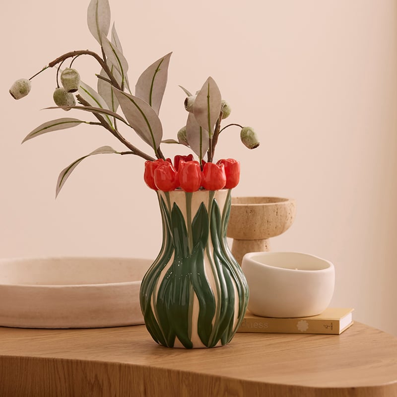 Vintage Red Roses Vase