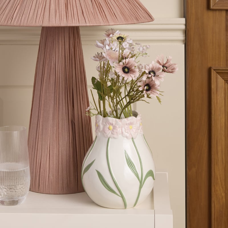Garden Pink & Green Short Round Vase