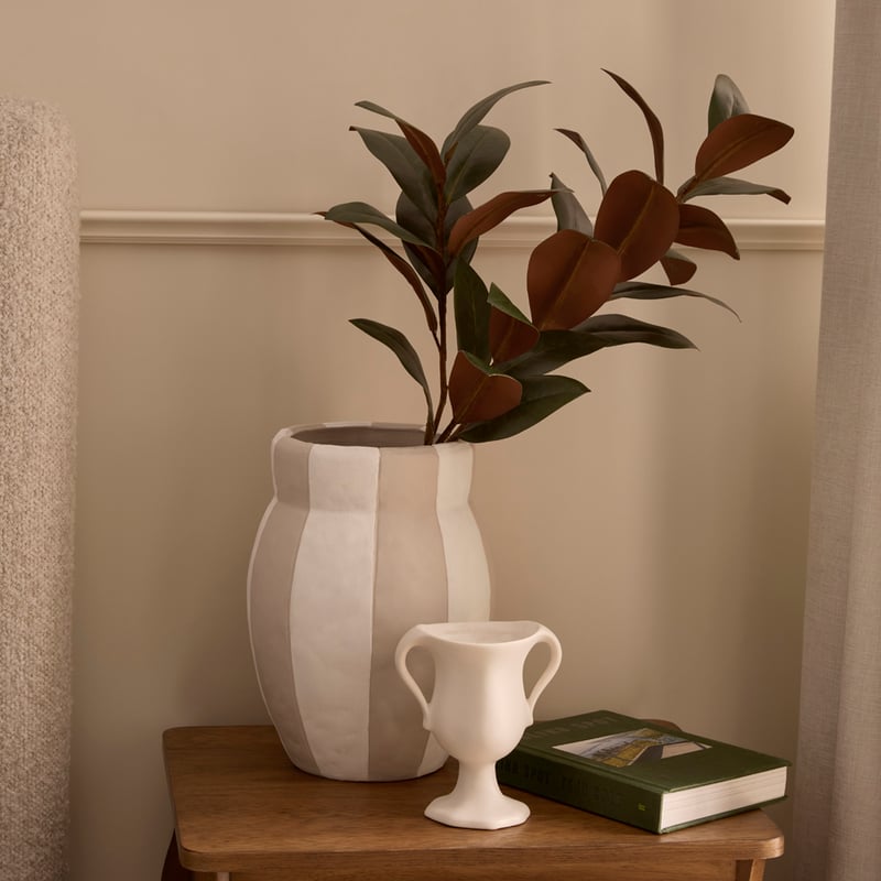 Capri Tall White & Taupe Pot
