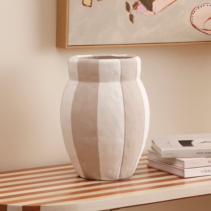Capri Tall White & Taupe Pot