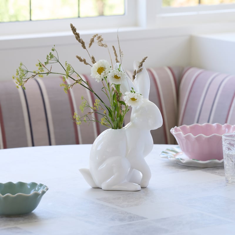 Ceramic Rabbit White Vase