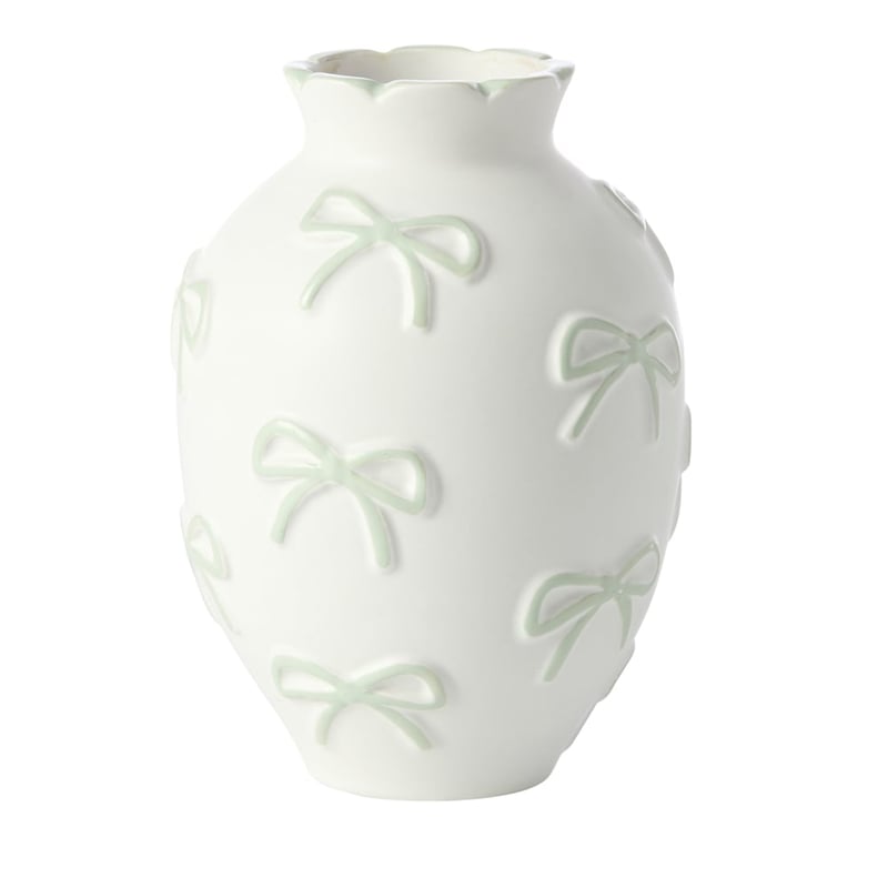 Bow White & Green Medium Vase