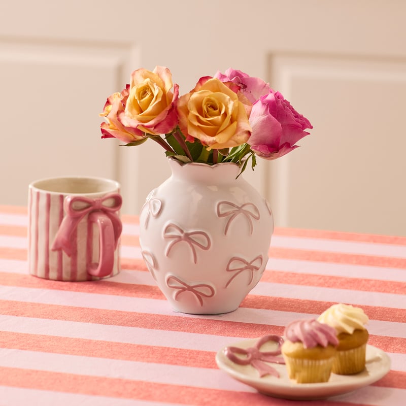 Bow White & Pink Small Vase