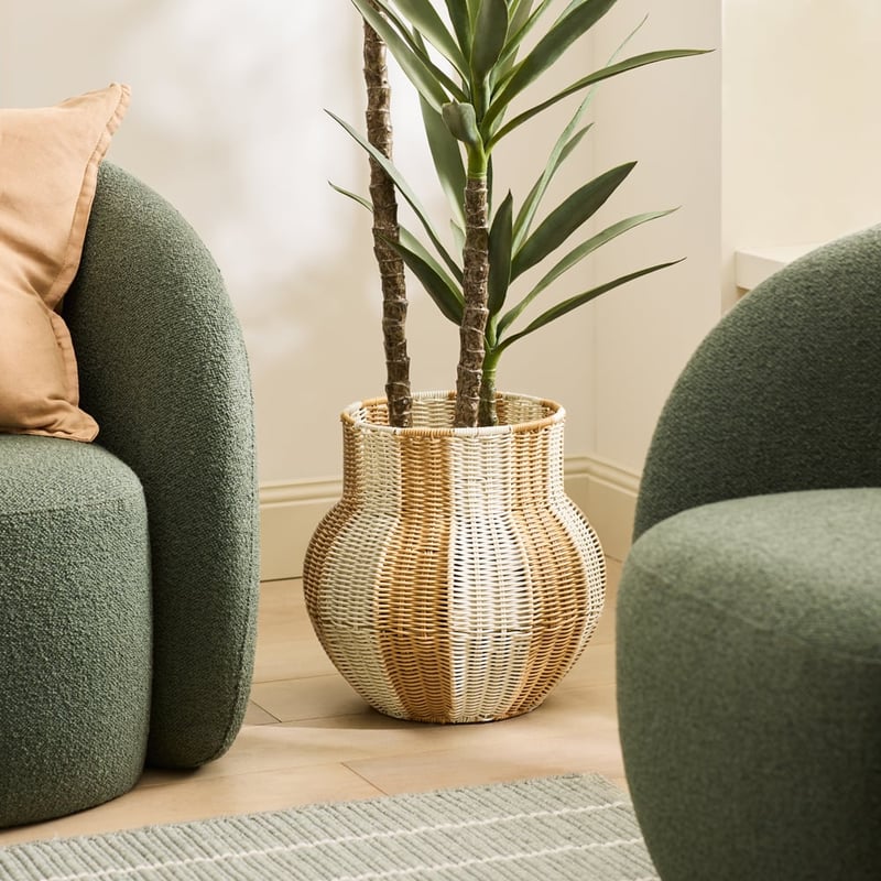 Nalu Natural & White Large Woven Pot