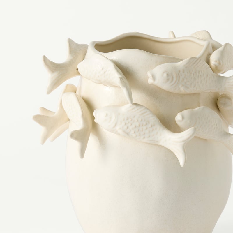 Fish White Vase