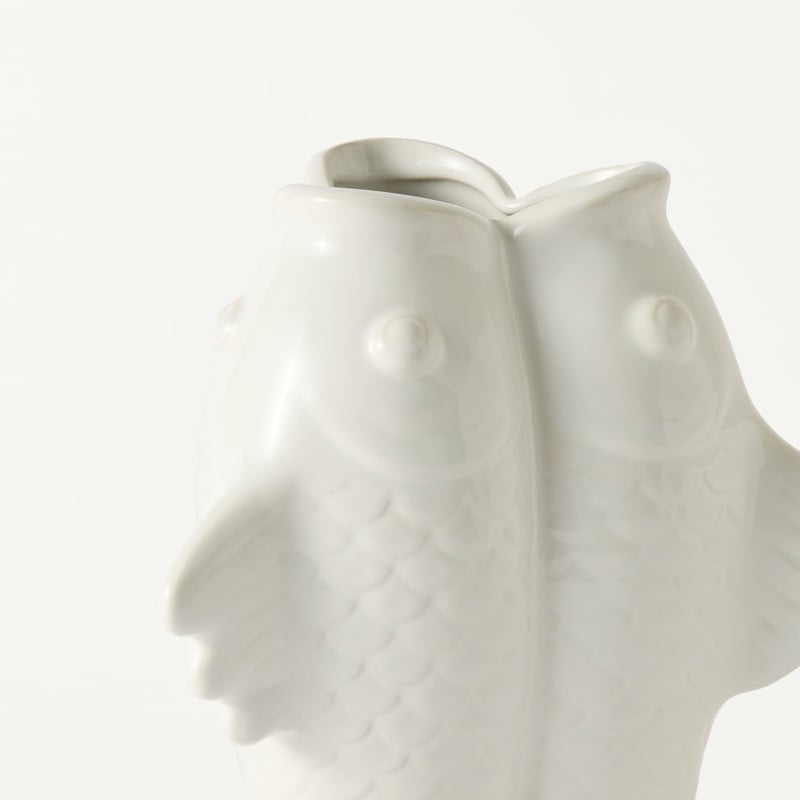 Fish Trio White Vase
