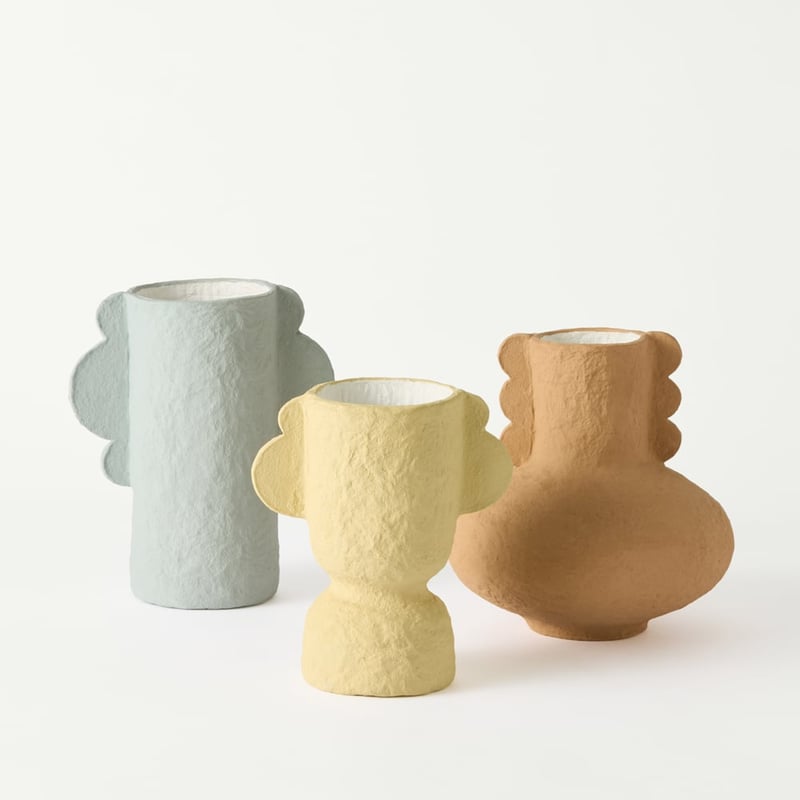 Zola Pale Yellow & White Short Vase