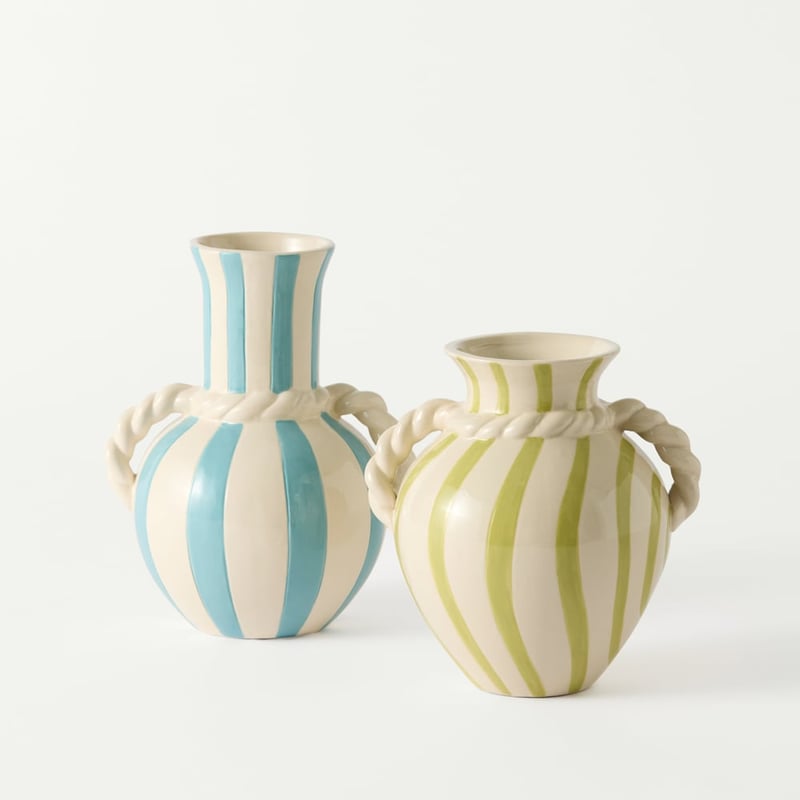 Sienna White & Green Round Vase