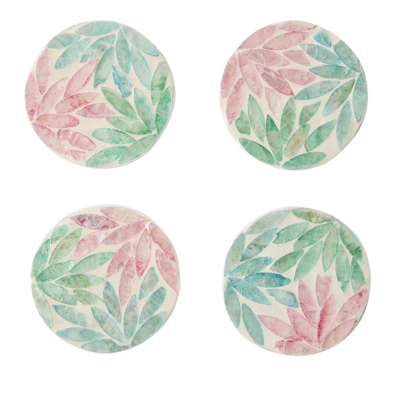 Sicily Multi Chrysanthemum Capiz Coaster Set of 4