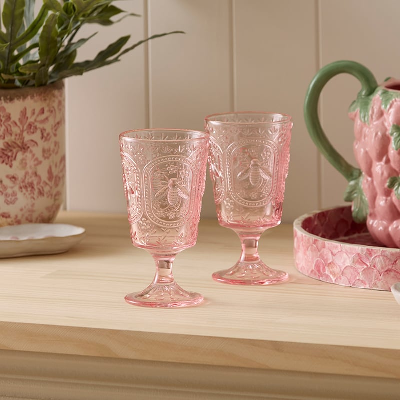 Bee Pink Wine Glass Pack of 2