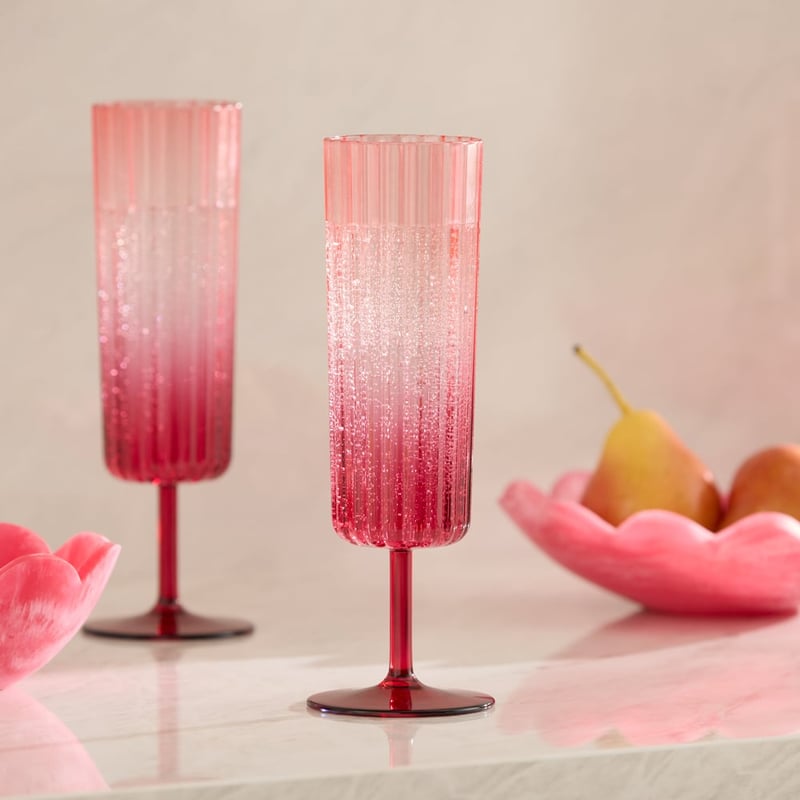 Positano Red & Pink Champagne Drinkware