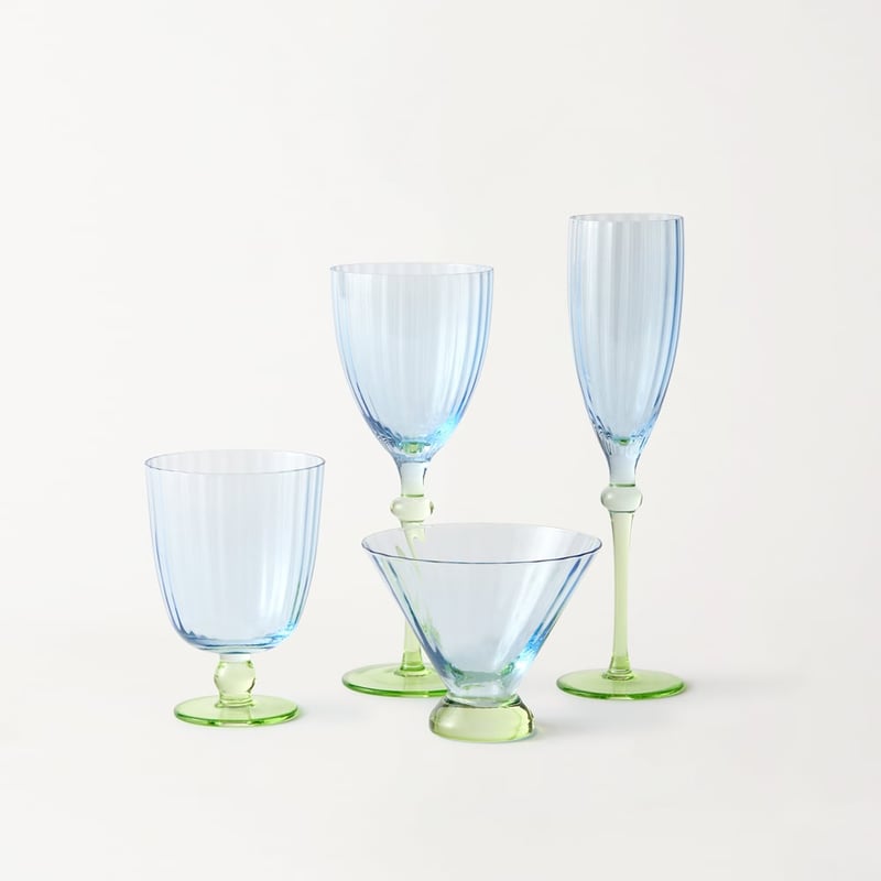 Carlita Drinkware Blue & Green Champagne Flute Pack of 2