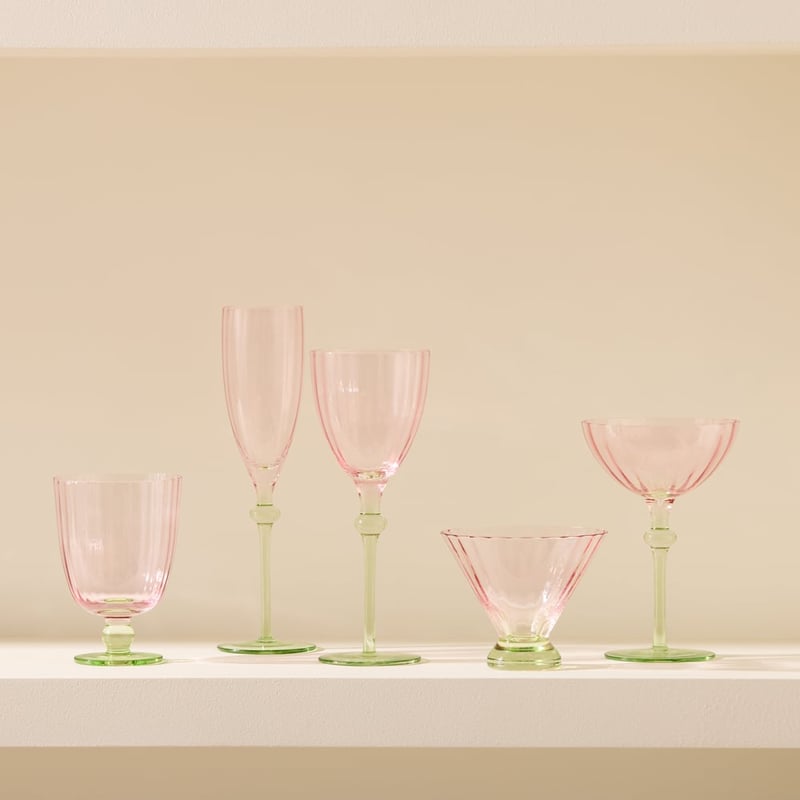 Carlita Drinkware Pink & Green Champagne Flute Pack of 2