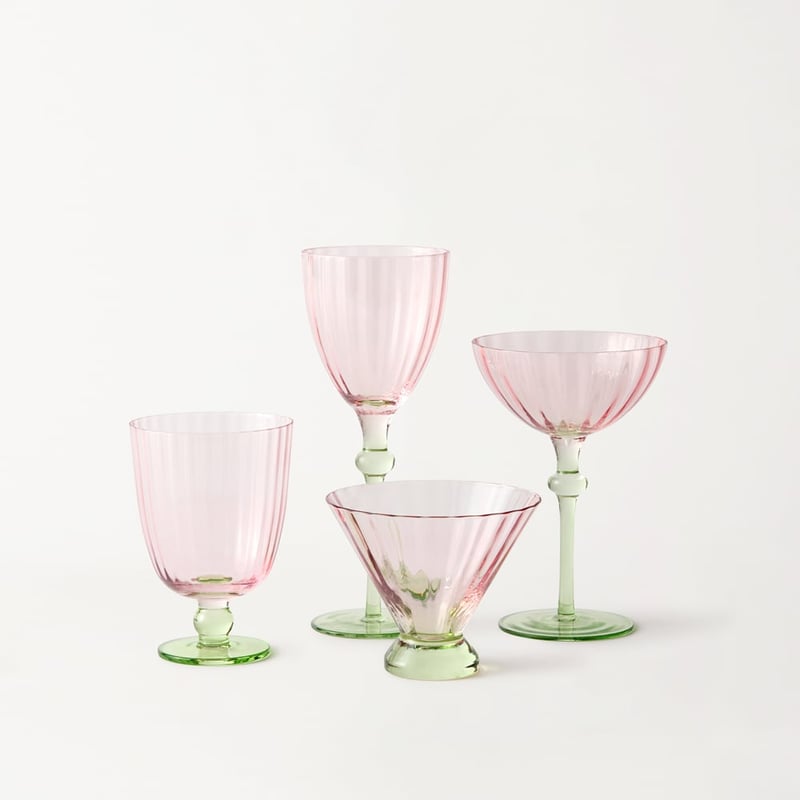 Carlita Drinkware Pink & Green Goblet Pack of 2