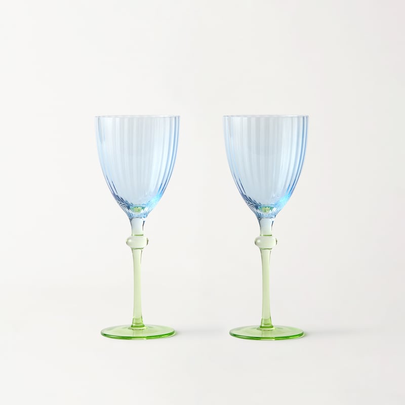 Carlita Drinkware Blue & Green Wine Glass Pack of 2