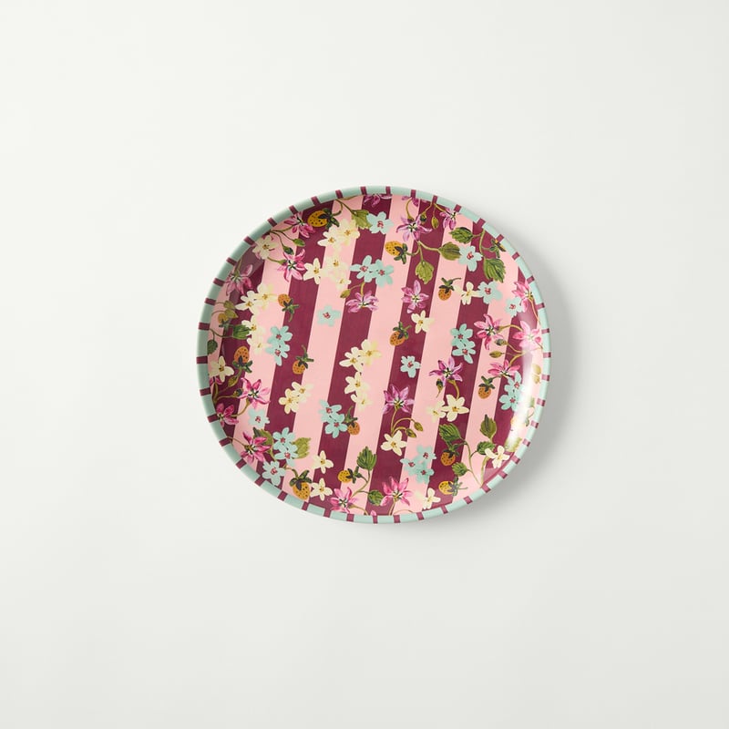 Camille Melamine Floral Stripe Dinner Plate