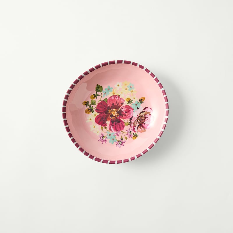 Camille Melamine Rose Floral Dinner Bowl