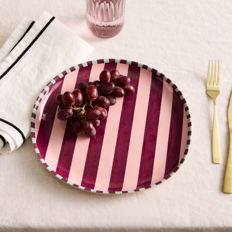 Camille Melamine Stripe Dinner Plate