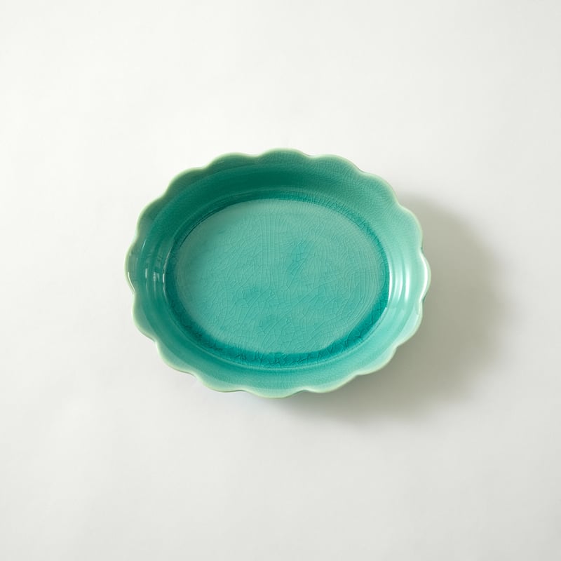 Fleur Dusty Jade Oval Serving Dish