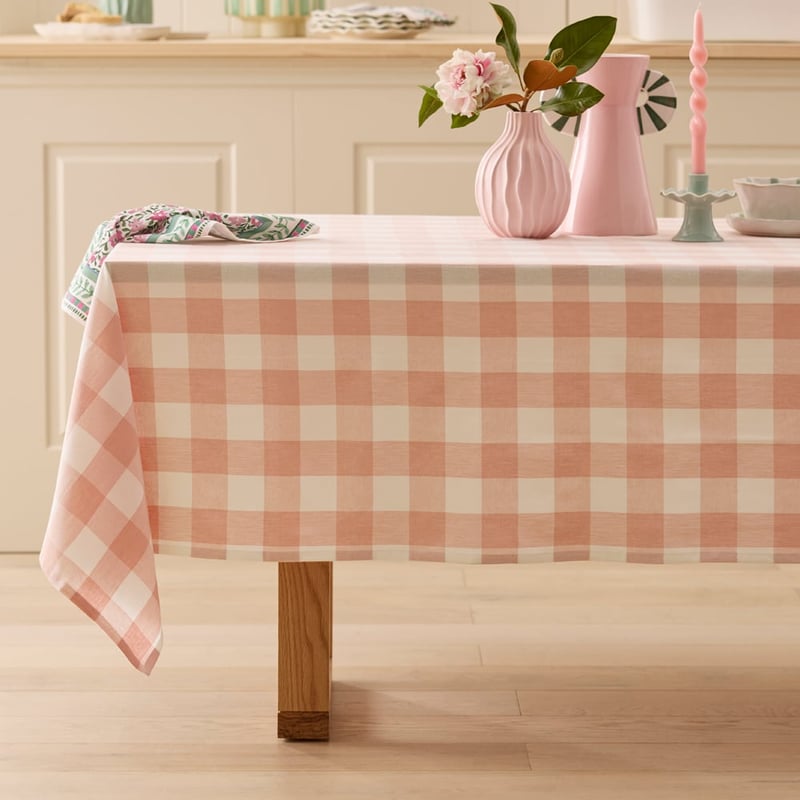 Sadie Dusty Pink Gingham Tablecloth