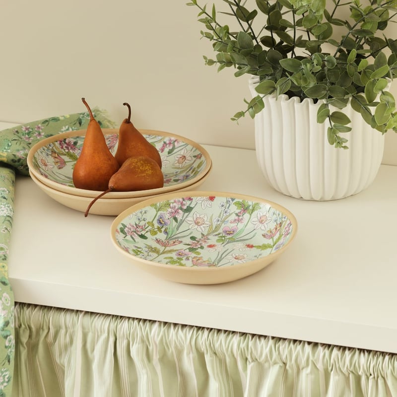 Garden House Light Green Floral Melamine Dinner Bowl