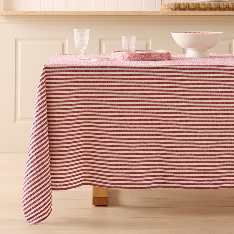 Seersucker Berry Stripe Tablecloth