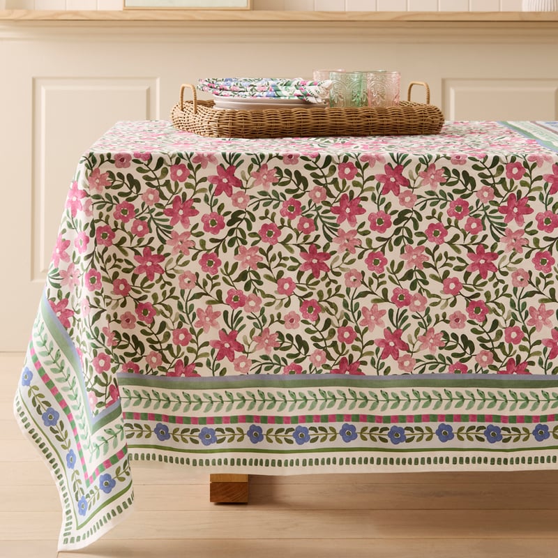 Flower Fields Pink Tablecloth