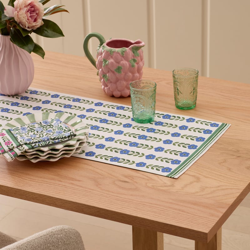 Flower Fields Pink & Blue Table Runner