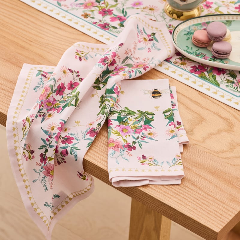 Bee Pink & Green Napkins Pack of 2