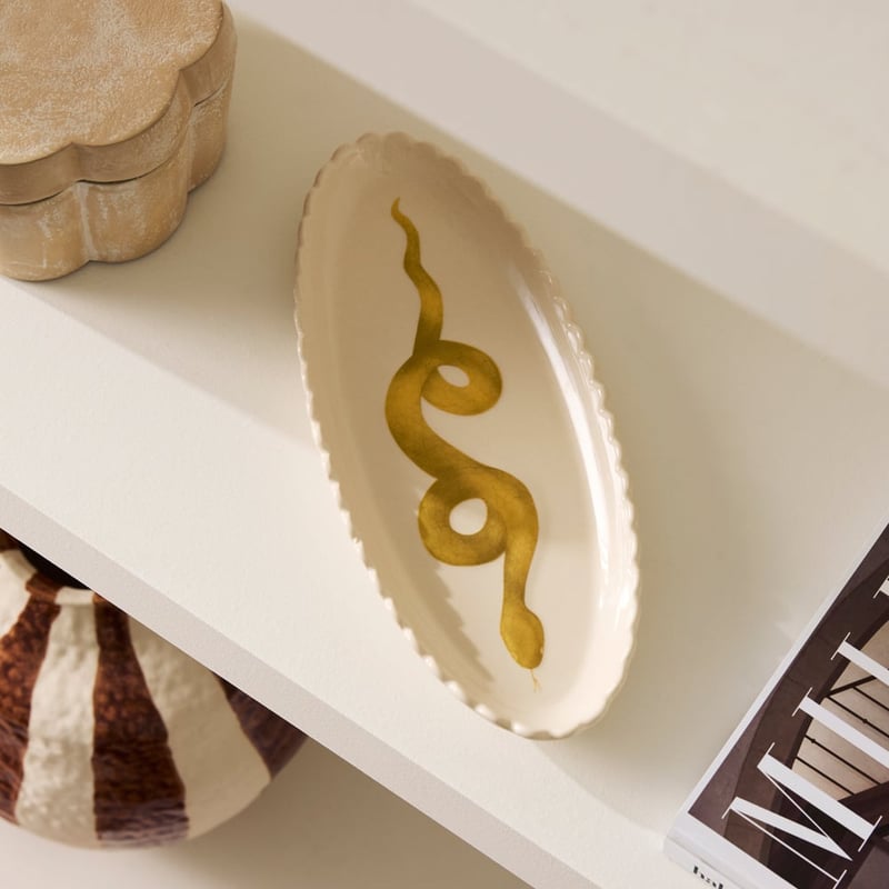 White & Gold  Snake Trinket Dish