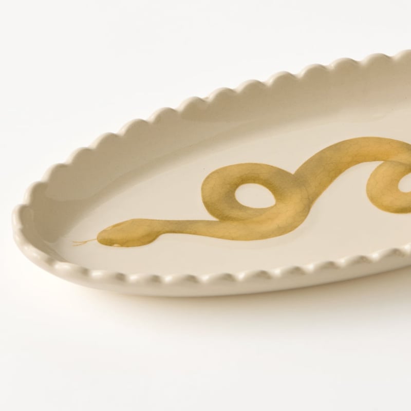 White & Gold  Snake Trinket Dish